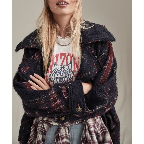 NWT Free People Punk Dreams Overcoat / Plaid - Picture 4 of 9